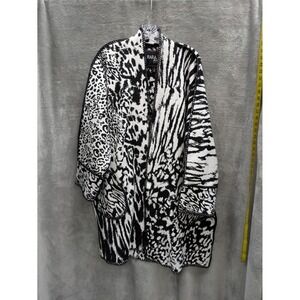 RARA AVIS Iris Apfel Animal Print Open Front‎ Cardigan Womens XL Maximalist